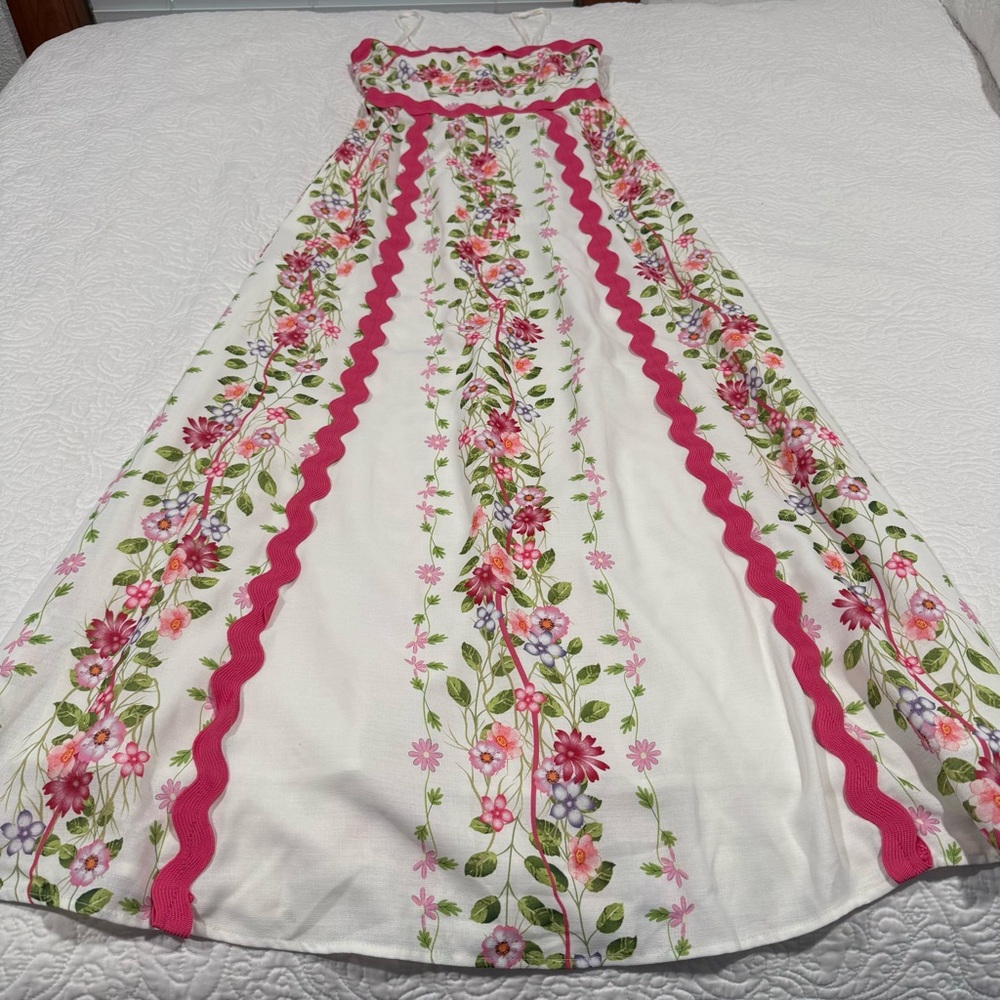 Floral Pink and White Women's Maxi Sundress